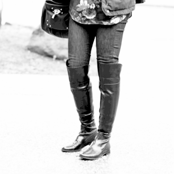 Stylish Franco Sarto Cognac Leather OTK Boots - Picture 10 of 11